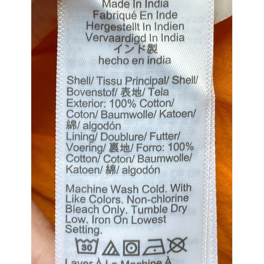 J Crew Ruffle Smocked Waist Mini Skirt‎ Sleeveless Button Up Blouse Set S Orange - Picture 14 of 16